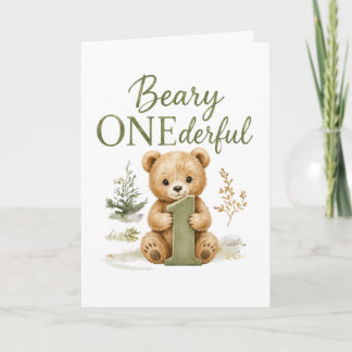 Beary ONEderful 1歳の誕生日Tシャツ カード