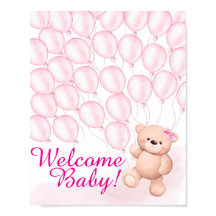 Beary Pink Baby Showerポスター