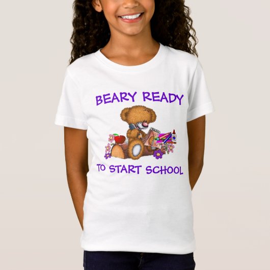 Beary Ready To Start School Girls Tシャツ (正面)
