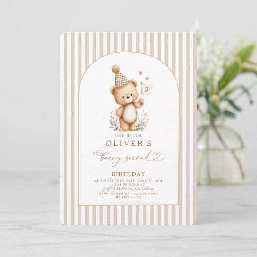 Beary Second Birthday Invitation 招待状 (スタンド正面)