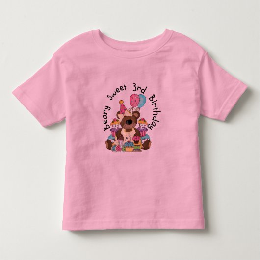 Beary Sweet 3rd誕生日Tシャツとギフト トドラーTシャツ (正面)