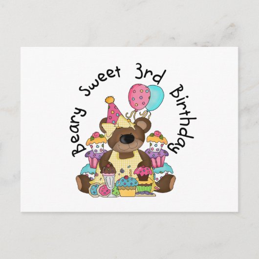 Beary Sweet 3rd誕生日Tシャツとギフト ポストカード (正面)