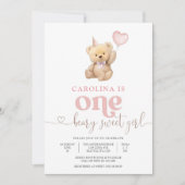 Beary Sweet First Birthday Invitation 招待状 (正面)