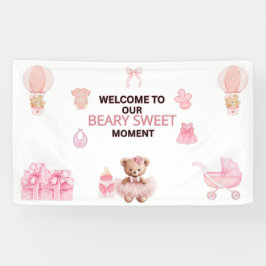 BEARY SWEET GIRL 3' X 5' ビニール ベビーシャワー 横断幕