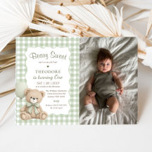 Beary Sweet Green Balloon Birthday Teddy Photo