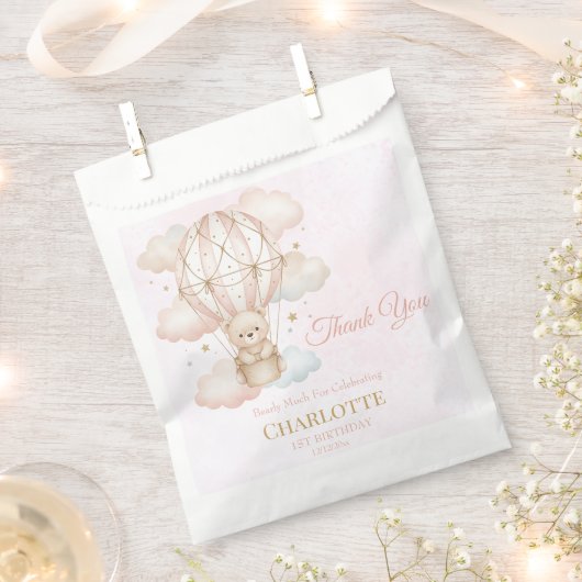 Beary Sweet Hot Air Balloon 1st Birthday  フェイバーバッグ (クリップ留めされた状態)
