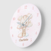 Beary Sweet Hot Air Balloon Baby Nursery Clock ラージ壁時計 (傾斜)