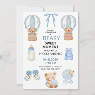 BEARY SWEET MOMENT BOY BABY SHOWER SAVE THE DATE セーブザデート