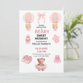 BEARY SWEET MOMENT GIRL 5X7 FLAT BABY SHOWER  招待状 (スタンド正面)