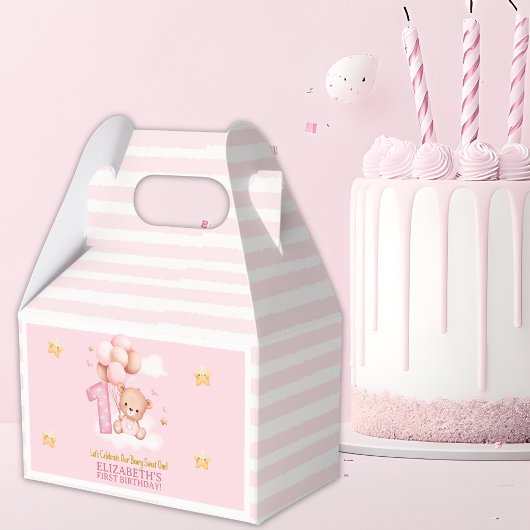 Beary Sweet One Birthday | Pink Boho Bear  フェイバーボックス