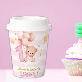 Beary Sweet One Paper Cups | Pink Boho Bear Party 紙コップ