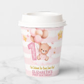 Beary Sweet One Paper Cups | Pink Boho Bear Party 紙コップ (裏面)
