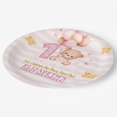 Beary Sweet One Paper Plates | Boho Bear First Bir ペーパープレート (アングル)