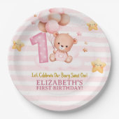 Beary Sweet One Paper Plates | Boho Bear First Bir ペーパープレート (正面)