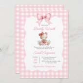 Beary Sweet Strawberry Baby Shower Girl 招待状 (正面/裏面)