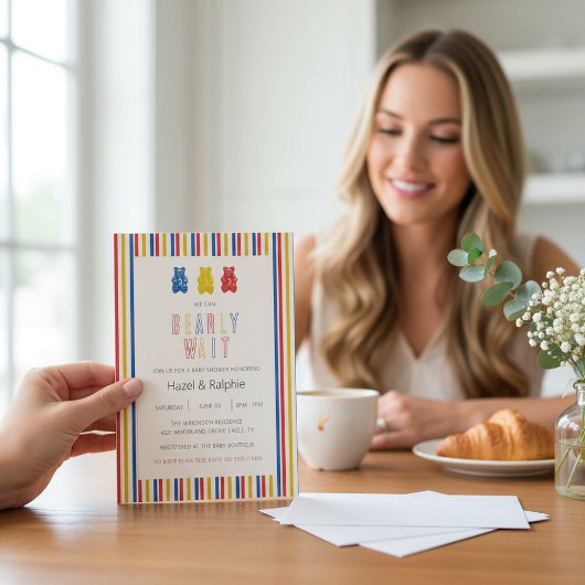 Beary Wait Gummy Bears Baby Shower Invitation 招待状