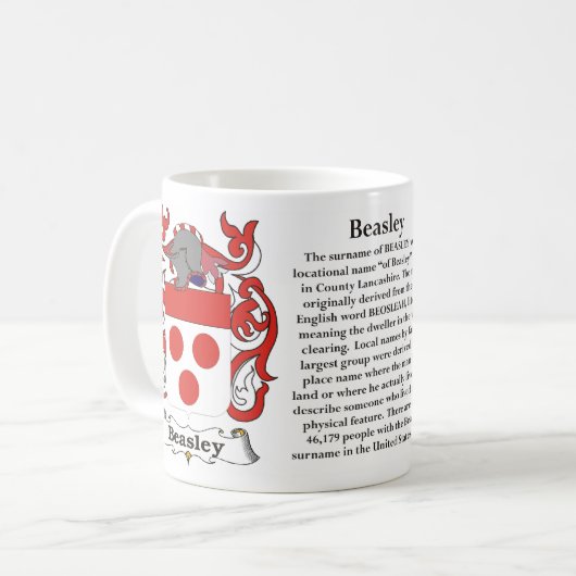 Beasleyの家紋のマグ コーヒーマグカップ (正面左)