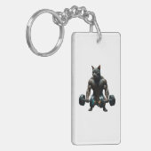 Beast Mode Gym Cat Keychain – Muscular Fitness Key キーホルダー (正面左)
