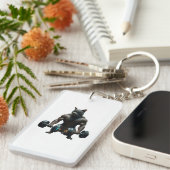 Beast Mode Gym Cat Keychain – Muscular Fitness Key キーホルダー (正面右)