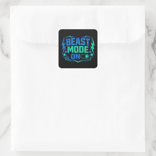 Beast Mode ON – Gym Activation Power スクエアシール (バッグ)