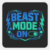 Beast Mode ON – Gym Activation Power スクエアシール (正面)