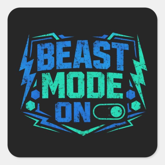 Beast Mode ON – Gym Activation Power スクエアシール (正面)