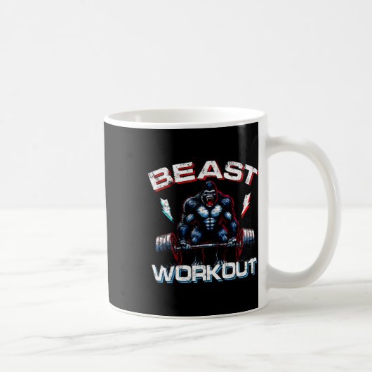 Beast Silverback Deadlift Gym Jokes Gorilla Workou コーヒーマグカップ (右)