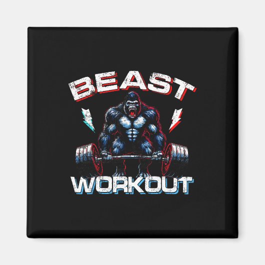 Beast Silverback Deadlift Gym Jokes Gorilla Workou マグネット (正面)