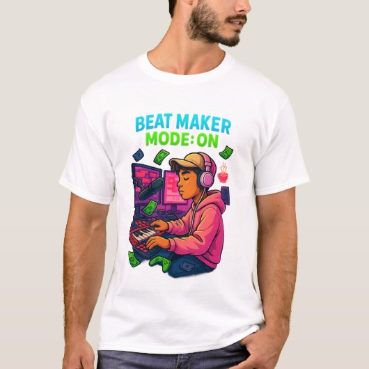 “Beat Maker Mode: ON – Producer T-Shirt” Tシャツ (正面)