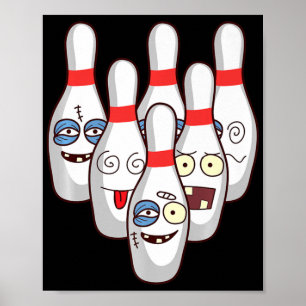 Beat Up Bowling Pins Cute Duckpins Playing Tee G ポスター
