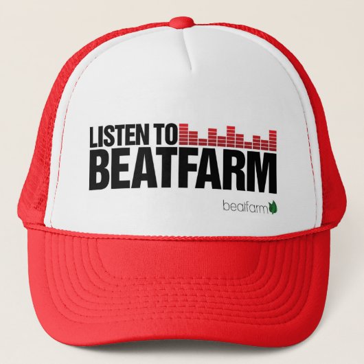 Beatfarmは赤を聞きます キャップ (正面)