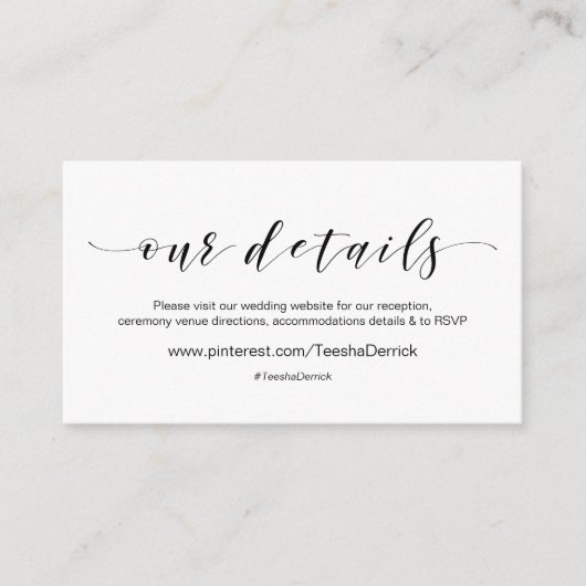 Beatiful モダン Black Our 結婚 Webサイト詳細 エンクロージャーカード (正面)