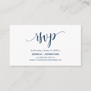 Beatiful Script、Navy Blue、RSVP対応 エンクロージャーカード
