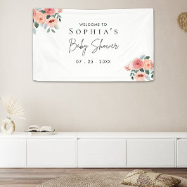 Beatiful Water Color Flowers Garden Baby Shower 横断幕