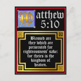 Beatitudes Matthew 5青い金ゴールド照明文字 シーズンポストカード