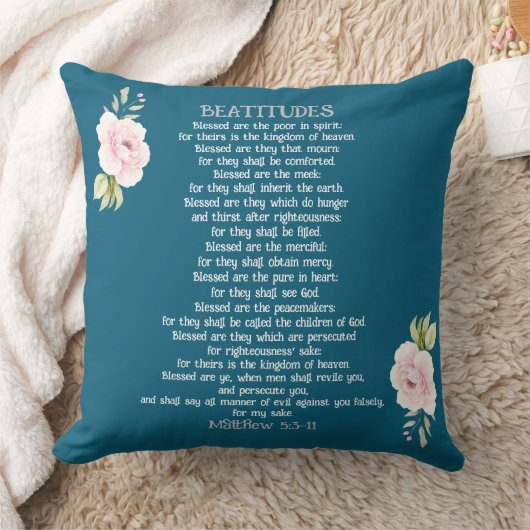 Beatitudes & Olive branches Matthew 5:3-11 Throw P クッション (ブランケット)