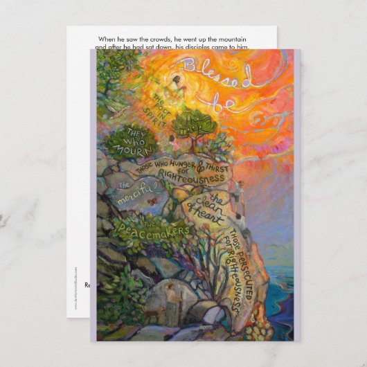 Beatitutudes祈りの言葉カードサーモンオンザ山 招待状 (正面/裏面)