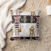 Beatnik Sock Monkey詩パーティーおもしろいマンガアート クッション (ブランケット)