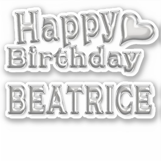 Beatrice Happy Birthday silver Aufkleber Sticker シール (正面)
