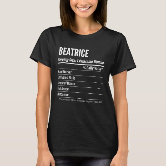 Beatrice  Nutritional Facts Serving Size Calories Tシャツ (正面)