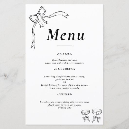 Beatrice Ribbon  Wedding Menus (正面)