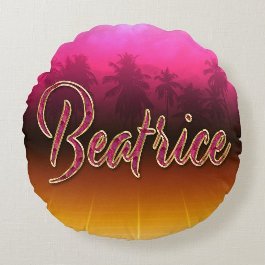 Beatrice Vorname Name golden pink Kissen ラウンドクッション (正面)