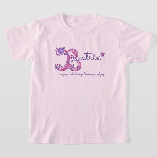 Beatrixの女の子Bの名前はモノグラムシャツを意味する Tシャツ (レイダウン)