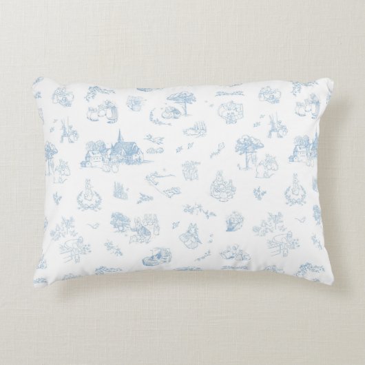 Beatrix Peter the Rabbit Toile Chinoiserie Blue  アクセントクッション (正面)