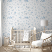 Beatrix Peter the Rabbit Toile Chinoiserie Blue 