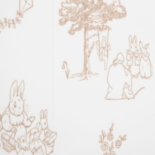 Beatrix Peter the Rabbit Toile Chinoiserie Brown 壁紙 (縫い目)