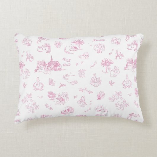 Beatrix Peter the Rabbit Toile Chinoiserie Pink アクセントクッション (正面)