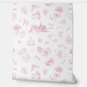 Beatrix Peter the Rabbit Toile Chinoiserie Pink 壁紙 (ほどく)