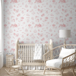 Beatrix Peter the Rabbit Toile Chinoiserie Red 壁紙