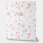 Beatrix Peter the Rabbit Toile Chinoiserie Red 壁紙 (ほどく)